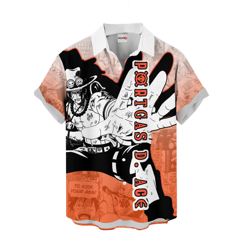 Ace Hawaiian Shirt Manga Style