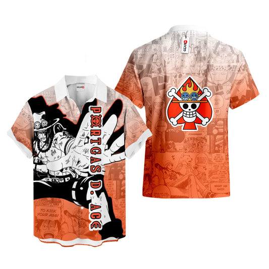 Ace Hawaiian Shirt Manga Style