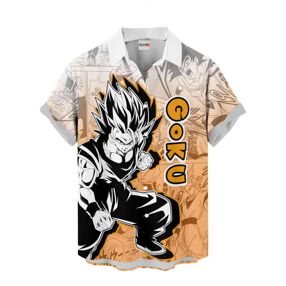 Goku SSJ Hawaiian Shirt Manga Style