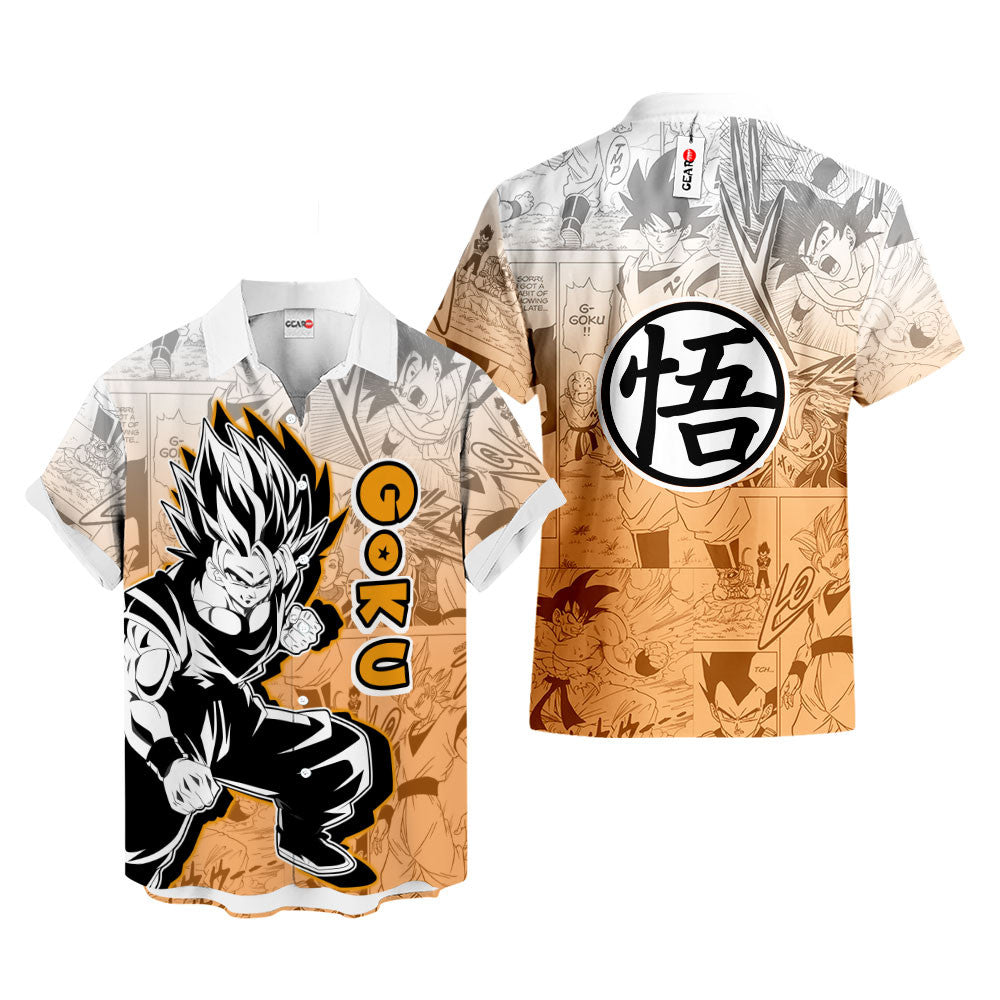 Goku SSJ Hawaiian Shirt Manga Style