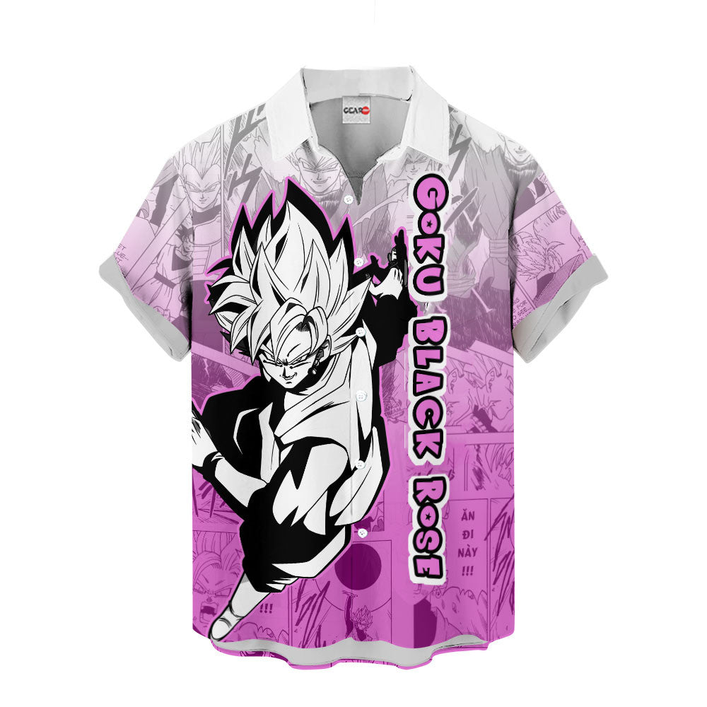 Goku Black Rose Hawaiian Shirt Manga Style
