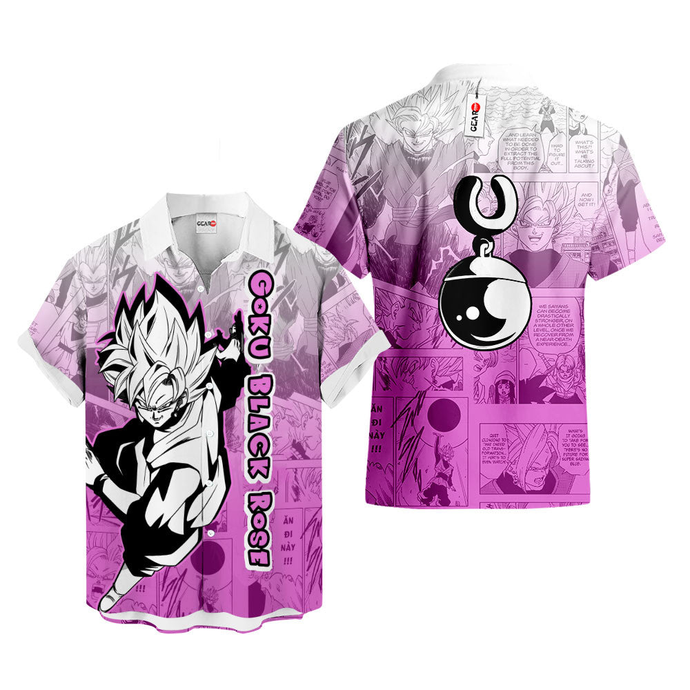Goku Black Rose Hawaiian Shirt Manga Style