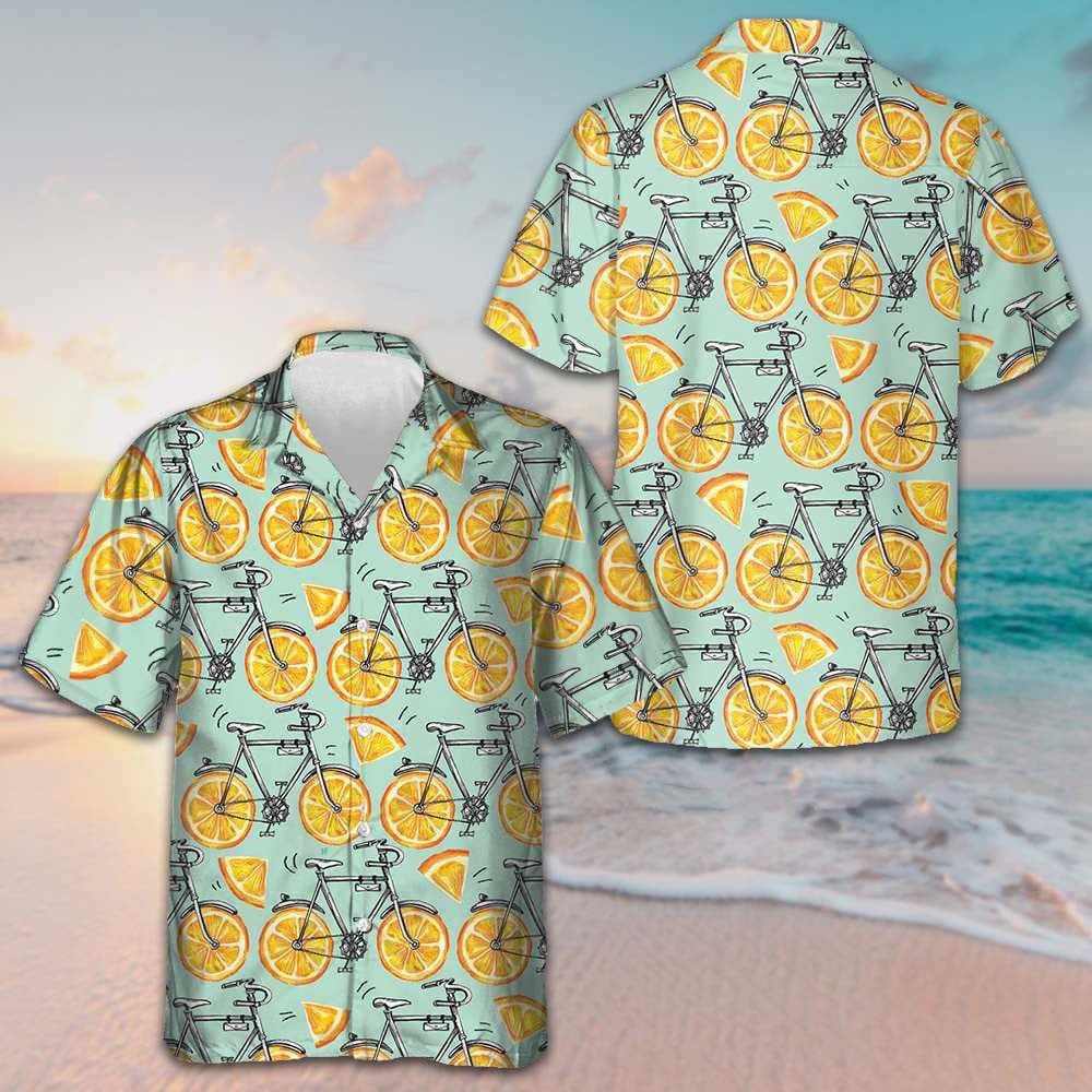 I Love Cycling And Orange Hawaiian Shirt Best Summer Shirts For Guys Gifts For Bikers - Tazila