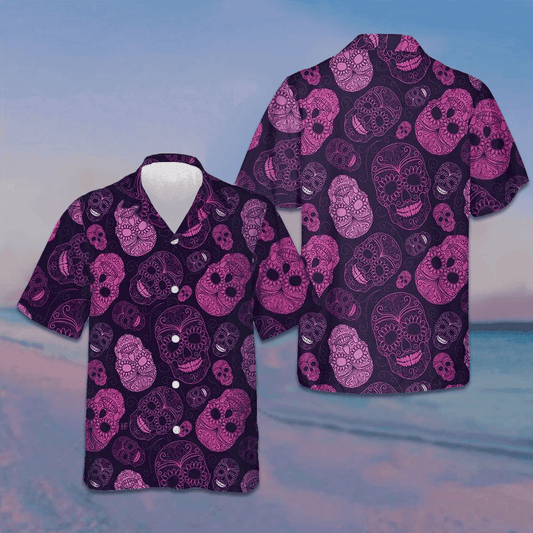 Purple Midnight Sugar Skull Hawaiian Shirt Day Of The Dead Skull Shirt Gifts For Brother - Tazila