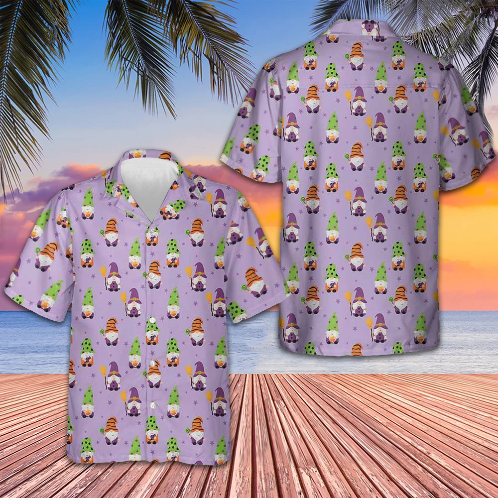 Happy Halloween Gnomes Hawaiian Shirt Cool Button Up Shirt Halloween Gift Ideas - Tazila