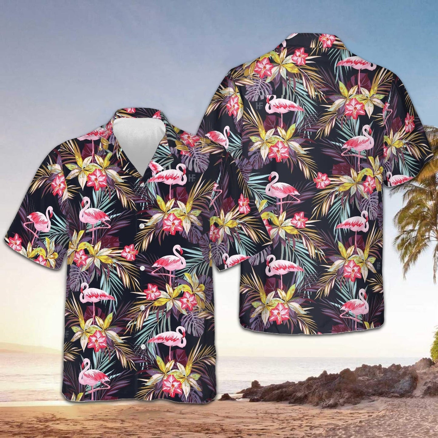 Flamingo Tropical Hawaiian Shirt Summer Button Up Gifts For Brother - Tazila