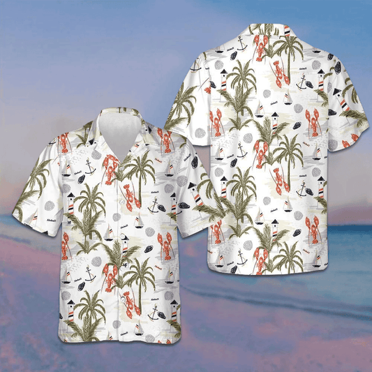 Summer Island Of Lobster Hawaiian Shirt Tropical Button Up Shirt Gifts For Him - Tazila