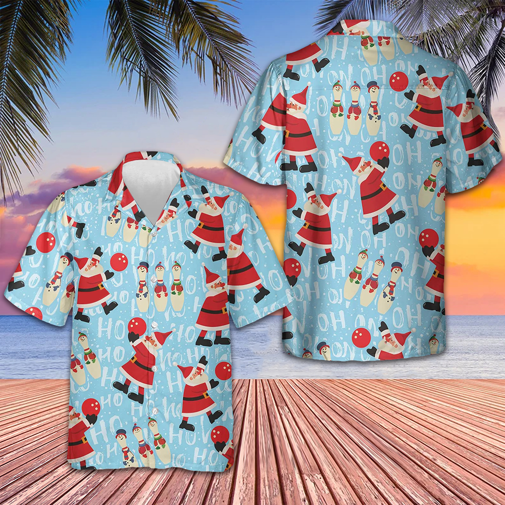Santa With Bowling Ball Hawaiian Shirt Cool Christmas Shirts Gifts For Brother - Tazila