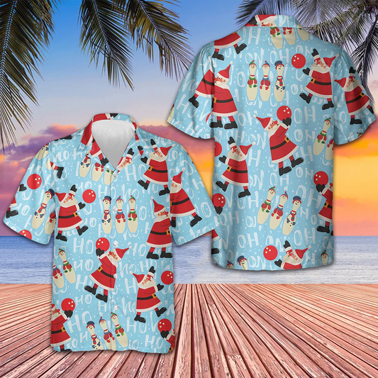 Santa With Bowling Ball Hawaiian Shirt Cool Christmas Shirts Gifts For Brother - Tazila