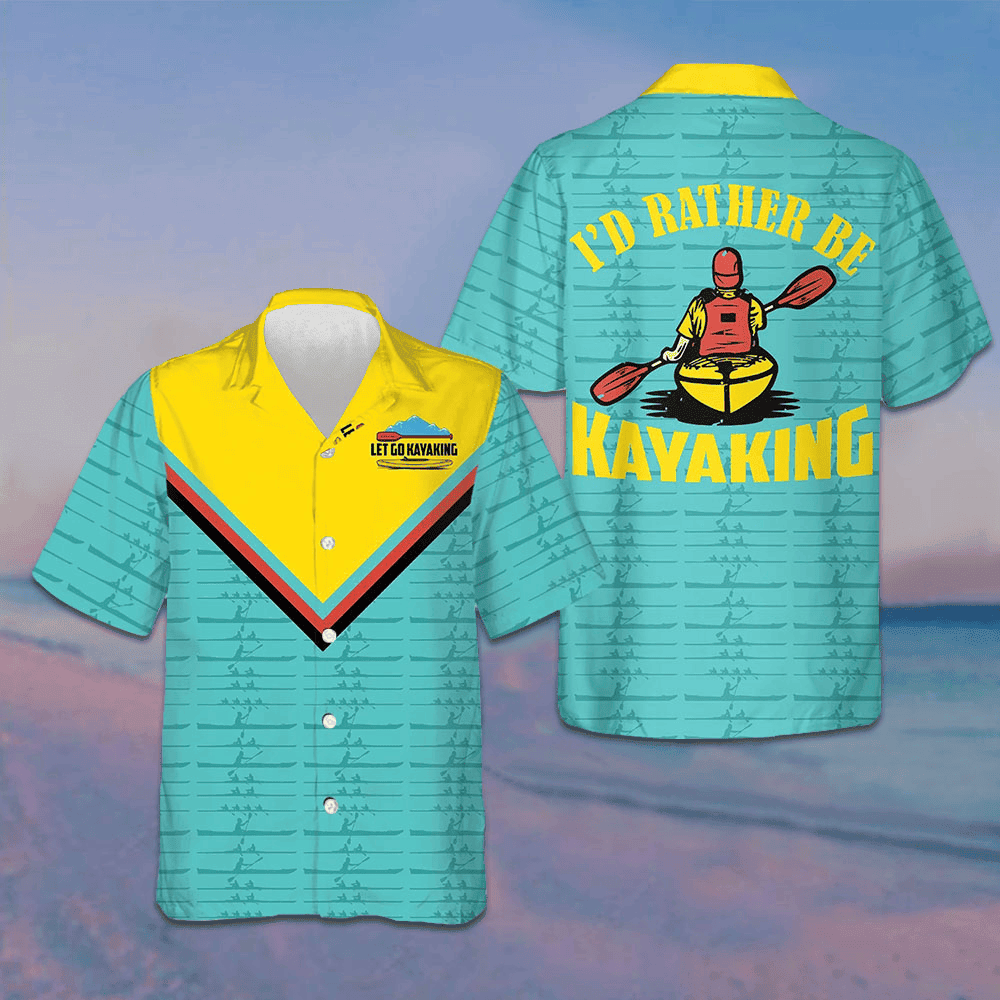 I'd Rather Be Kayaking Hawaiian Shirt Button Up Beach Shirts Men Gifts For Brother In Law - Tazila