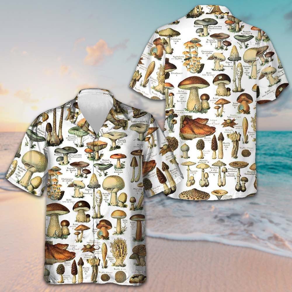 Types Of Mushroom Hawaiian Shirt Beach Button Up Gifts For Mushroom Lovers - Tazila