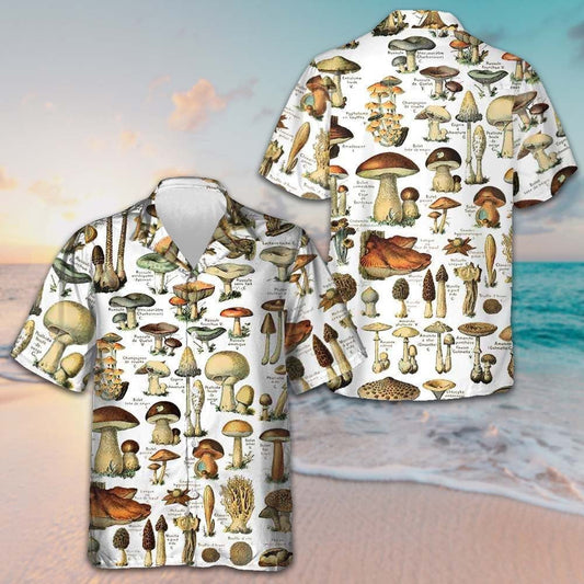 Types Of Mushroom Hawaiian Shirt Beach Button Up Gifts For Mushroom Lovers - Tazila