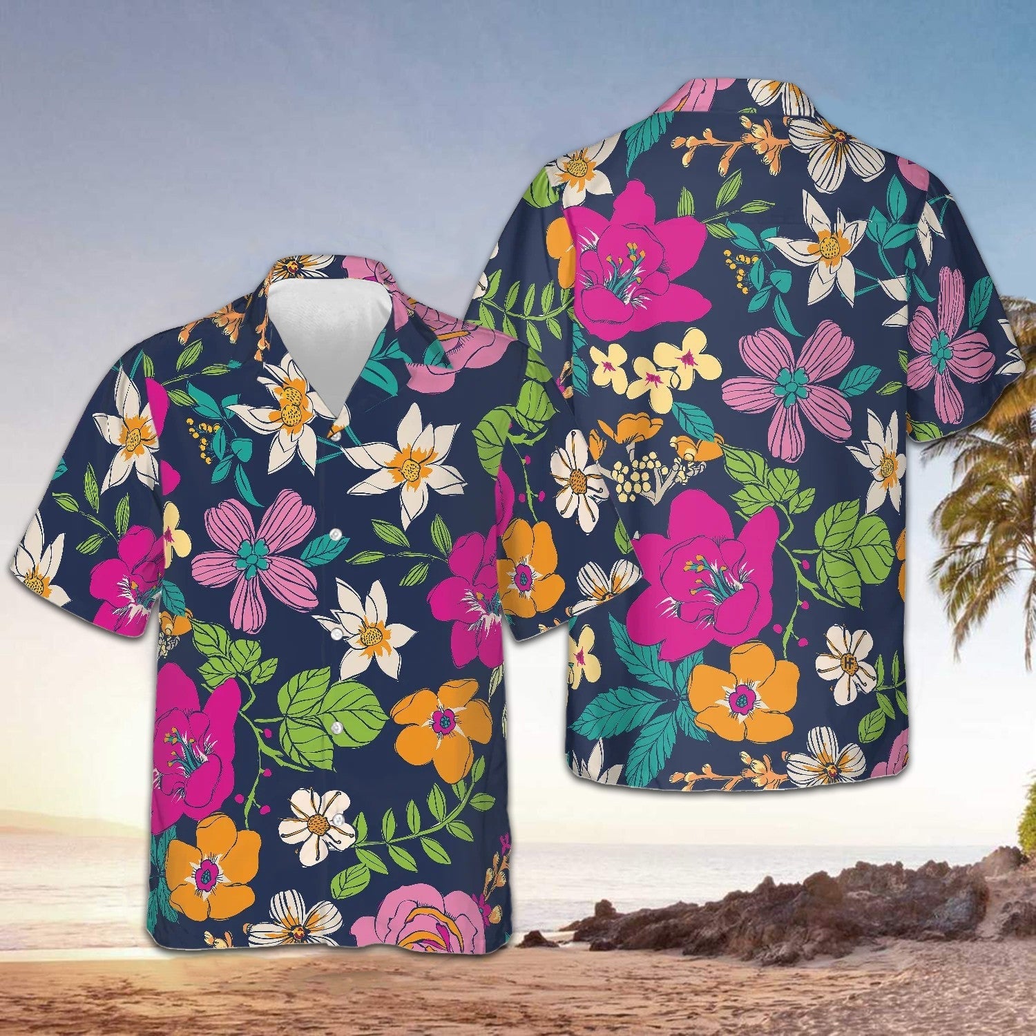 Flowers Hawaiian Shirt Beach Button Down Shirt Men Best Uncle Gifts - Tazila