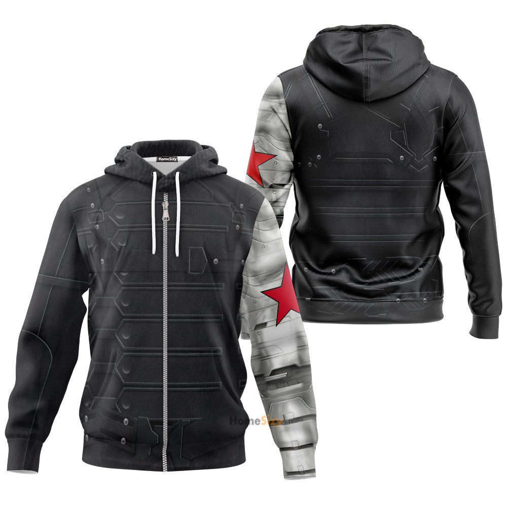 Marvel Bucky Barnes Winter Soldier Custom Cosplay Costume Tshirt Hoodie QT207271Hc