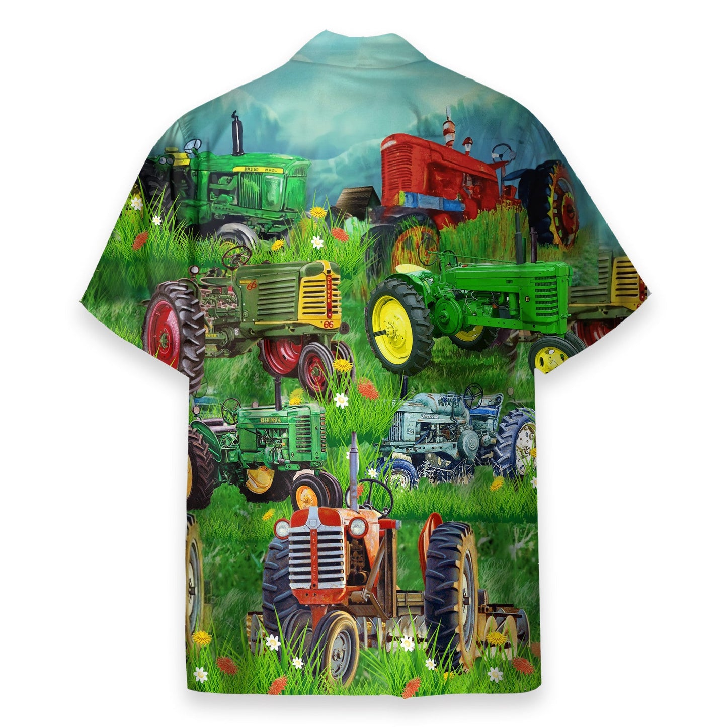 Old Tractor Tropical Green Grass - Hawaiian Shirt