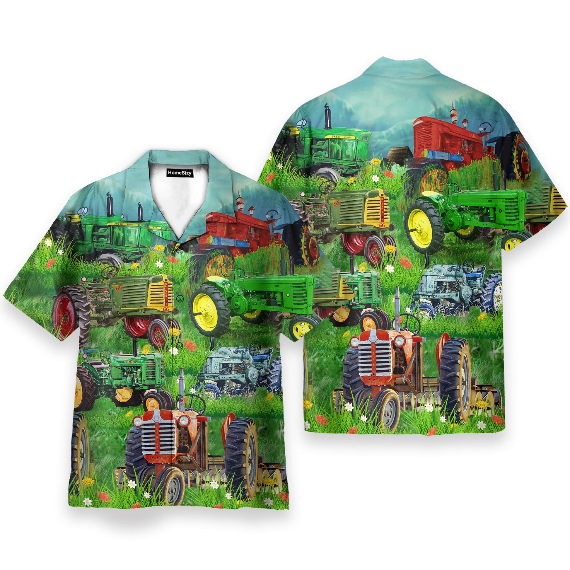 Old Tractor Tropical Green Grass - Hawaiian Shirt