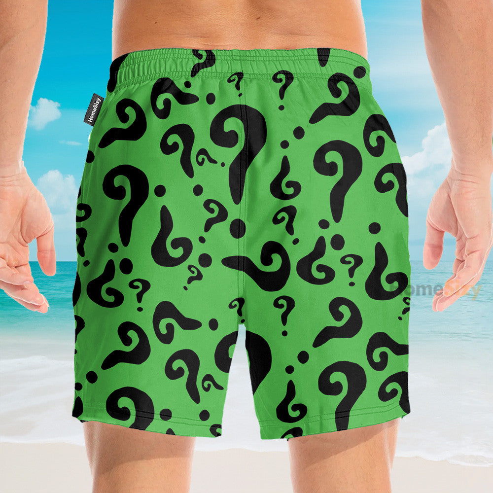 Batman The Riddler Movie Cosplay Costume - Hawaiian Shirt & Beach Shorts