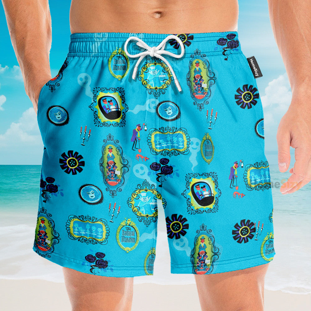 The Haunted Mansion Blue - Hawaiian Shirt & Beach Shorts
