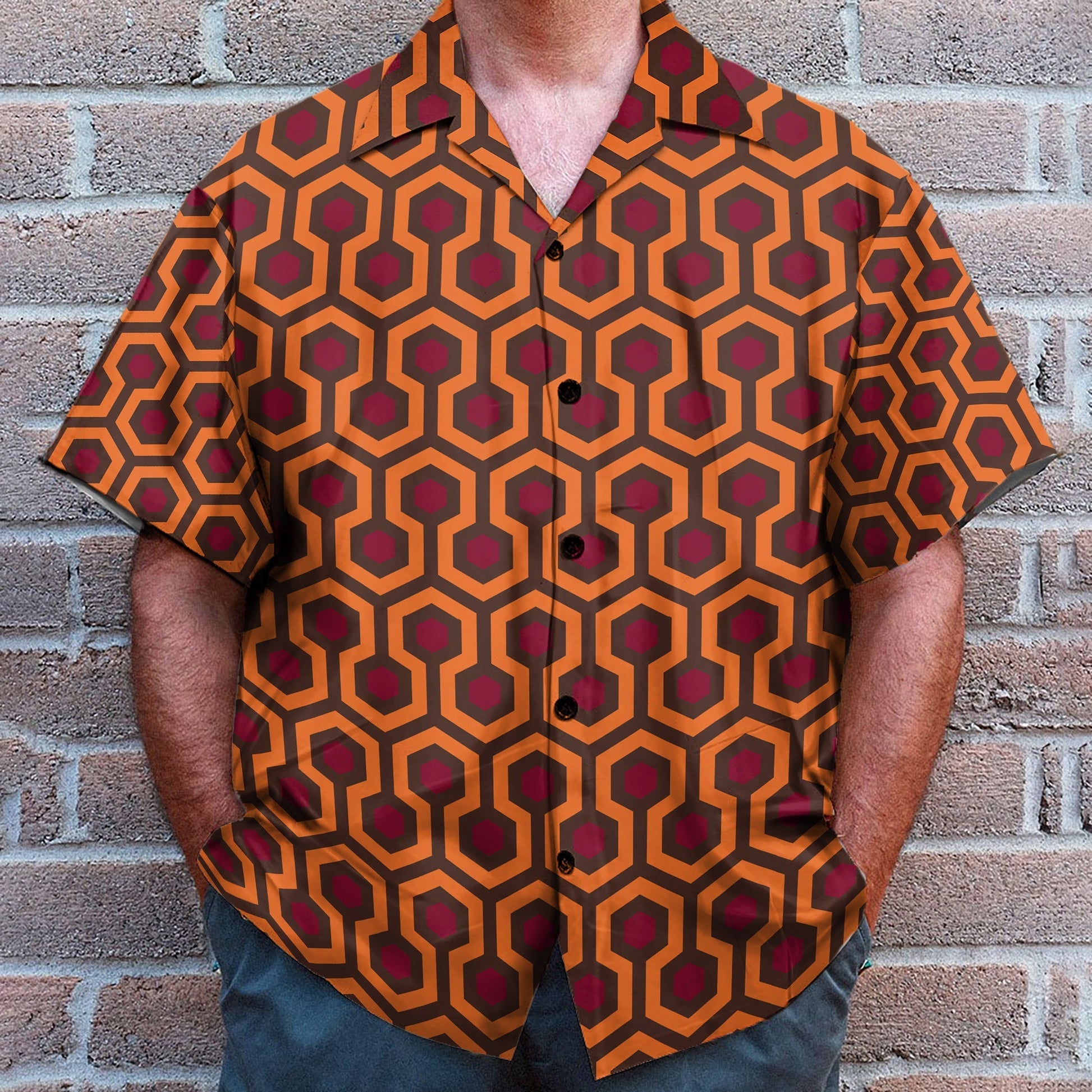Overlook Hotel Carpet The Shining Movie Cosplay Costume - Hawaiian Shirt & Beach Shorts
