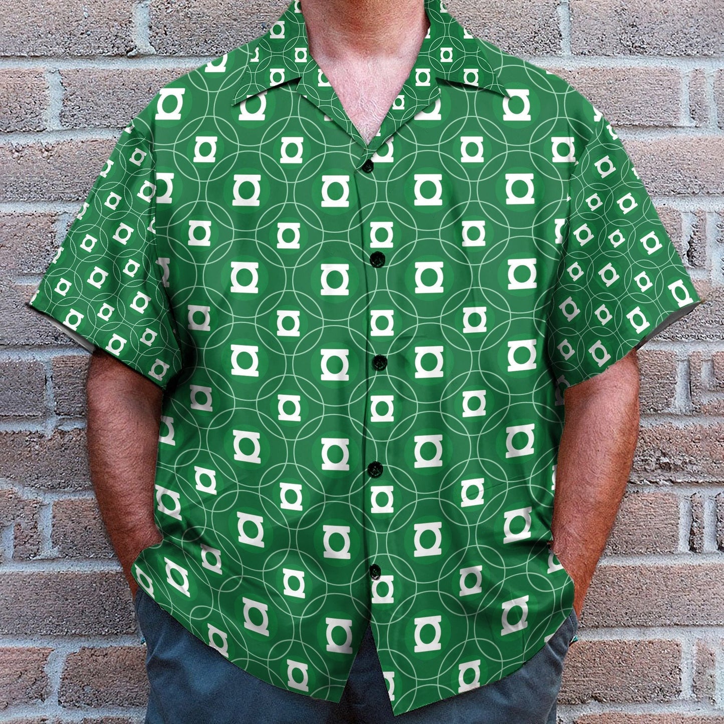 Green Lantern Men's Button's Up Shirts - Hawaiian Shirt & Beach Shorts