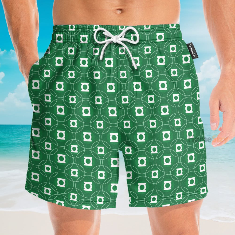 Green Lantern Men's Button's Up Shirts - Hawaiian Shirt & Beach Shorts