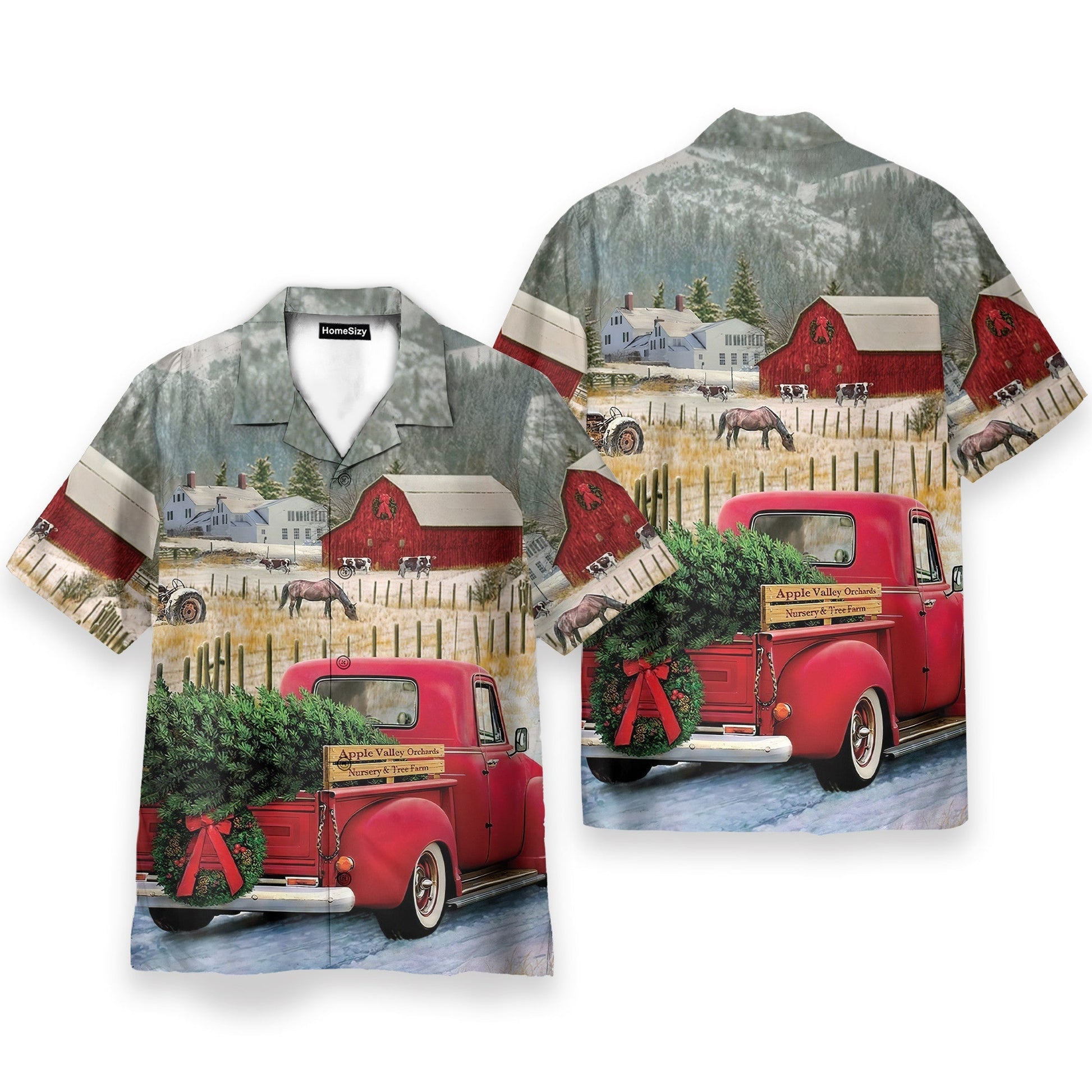 Red Truck Christmas Apple Valley Orchards - Hawaiian Shirt