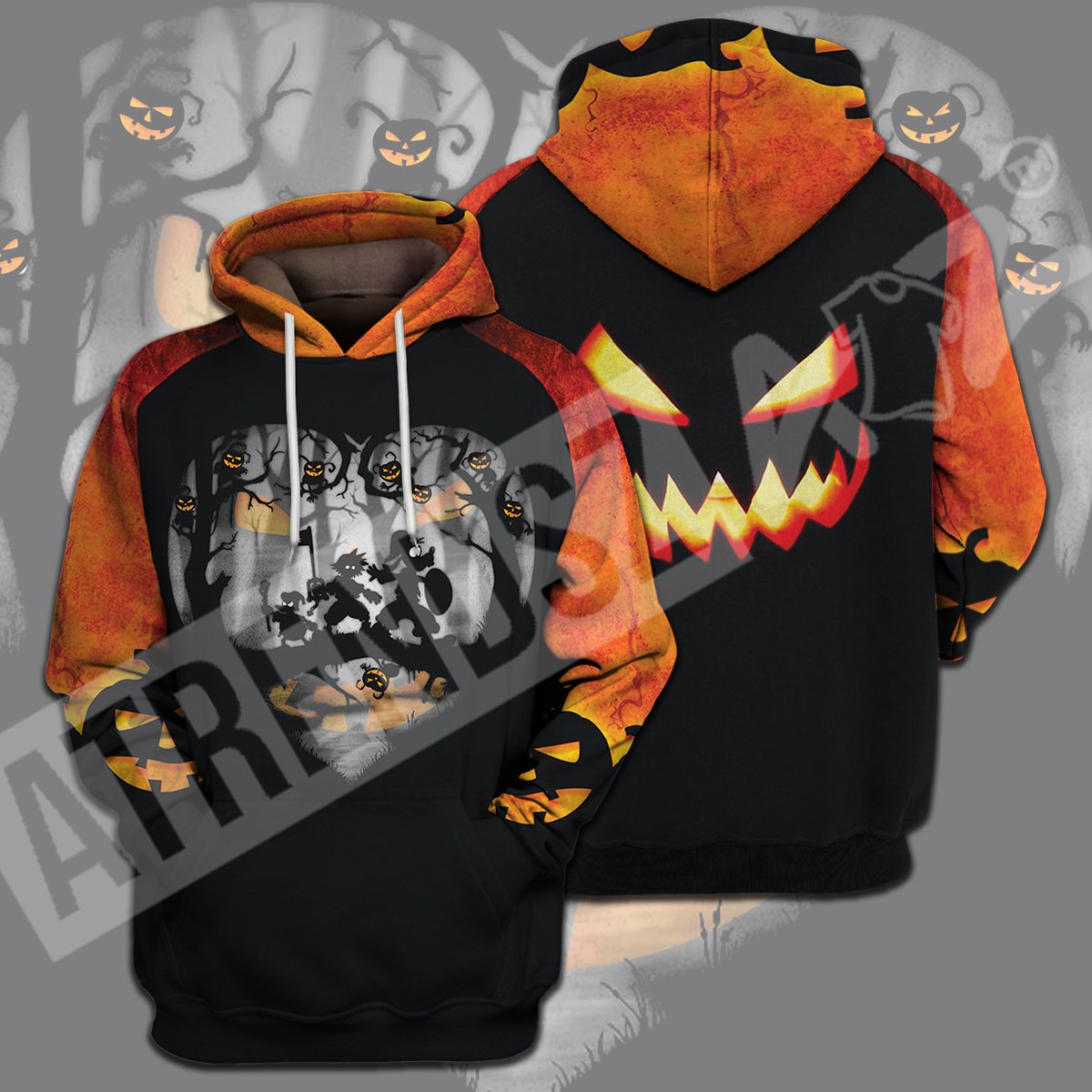 Kingdom Hearts T-shirt Halloween Pumpkin Sora Donald Goofy Orange T-shirt Hoodie
