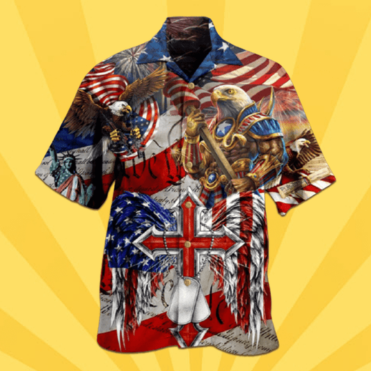 4th Of July Hawaii Shirt Combatant Eagle American Flag Hawaiian Aloha Shirt Unisex Adult