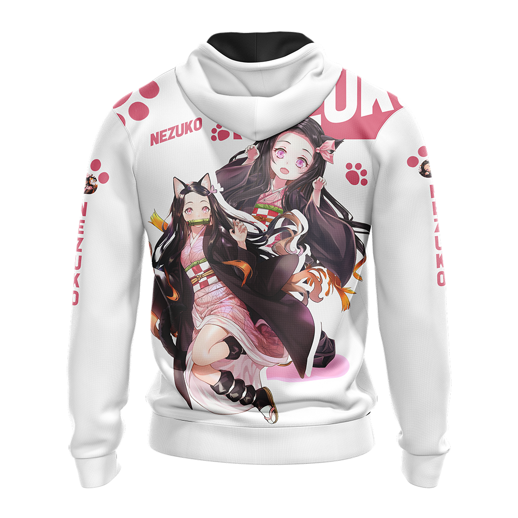 Demon Slayer Shirt Neko Nezuko Chan Cute White Hoodie Demon Slayer Hoodie