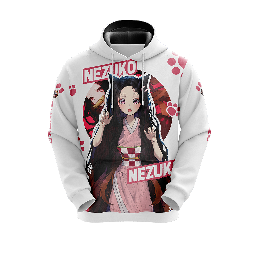 Demon Slayer Shirt Neko Nezuko Chan Cute White Hoodie Demon Slayer Hoodie