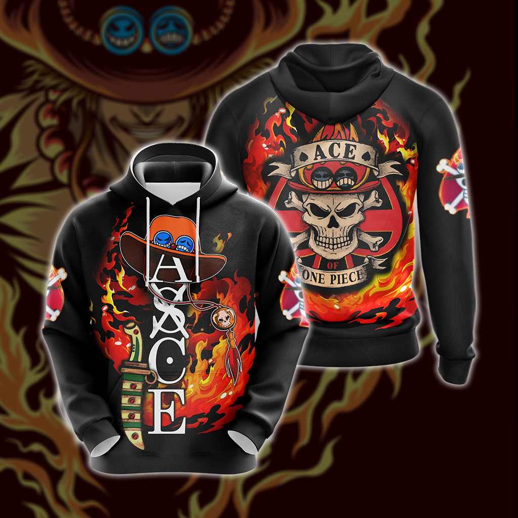 One Piece Hoodie Portgas D. Ace Ace Of One Piece Fire Black Hoodie Anime Clothing Ault