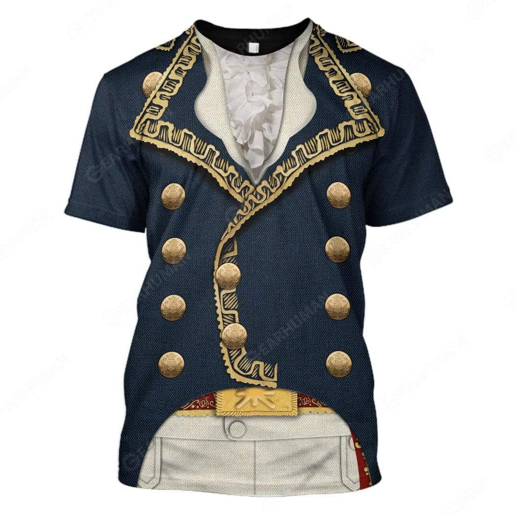Historical T-shirt Marquis De La Fayette Costume 3d Blue T-shirt Historical Hoodie Adult Colorful Full Size