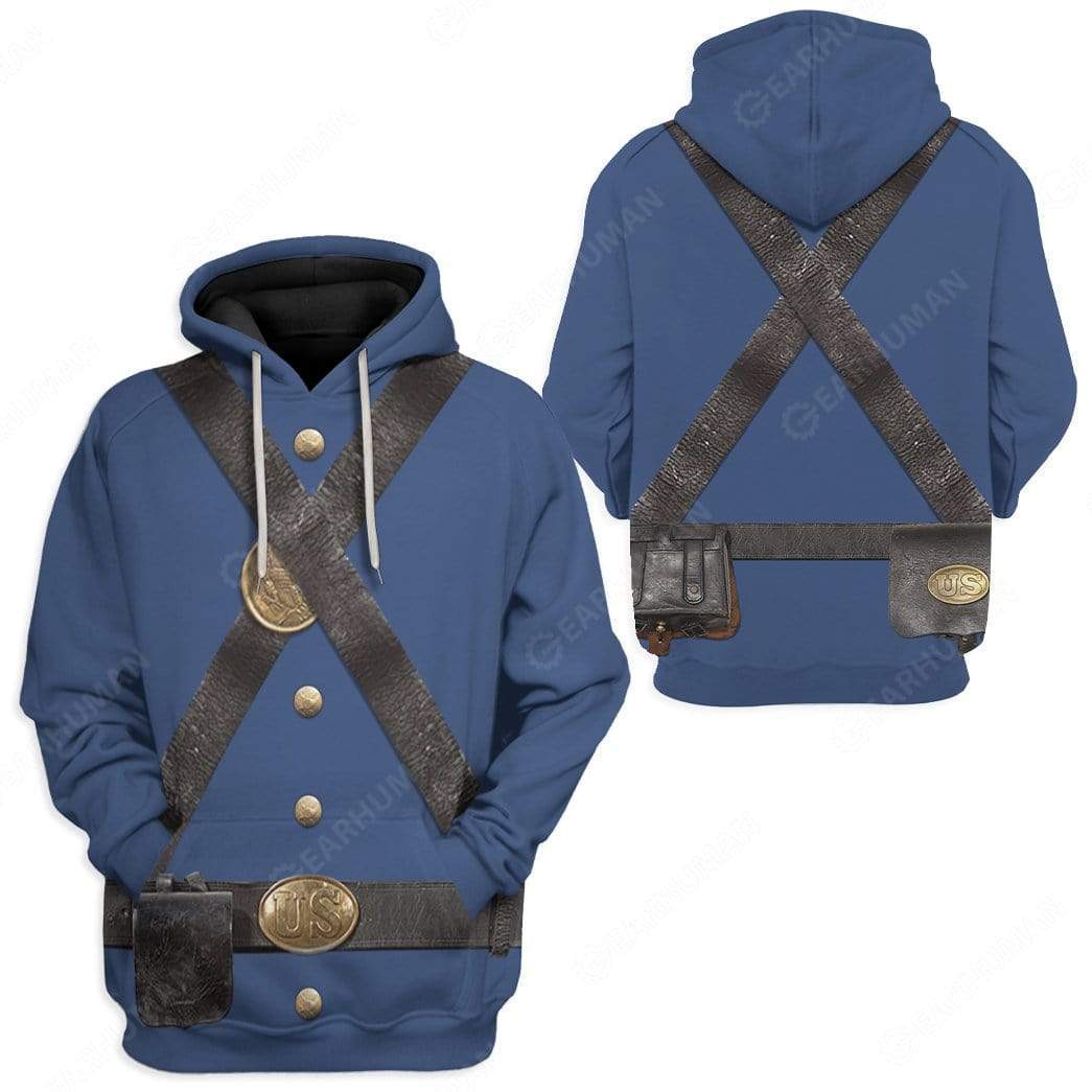 Historical T-shirt Uniform Infantry Of The Union Army Costume 3d Blue T-shirt Historical Hoodie Adult Full Print