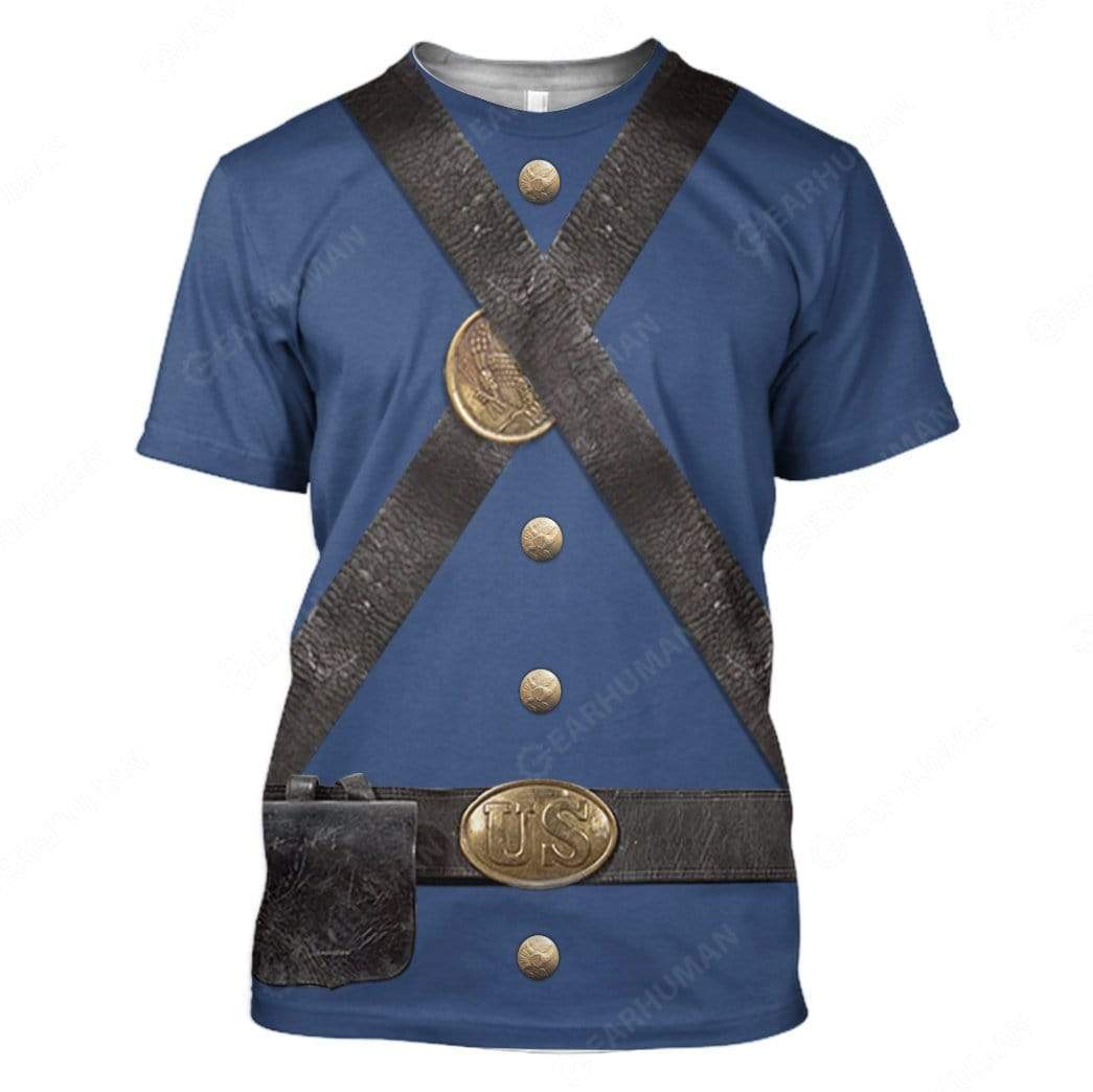Historical T-shirt Uniform Infantry Of The Union Army Costume 3d Blue T-shirt Historical Hoodie Adult Full Print