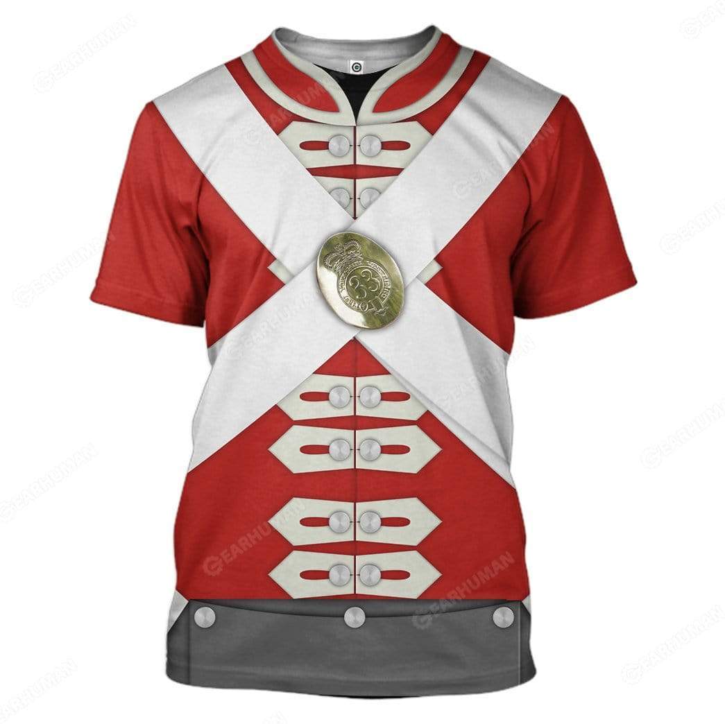 Historical T-shirt British Army Redcoat Costume 3d Red T-shirt Historical Hoodie Adult Full Size Colorful