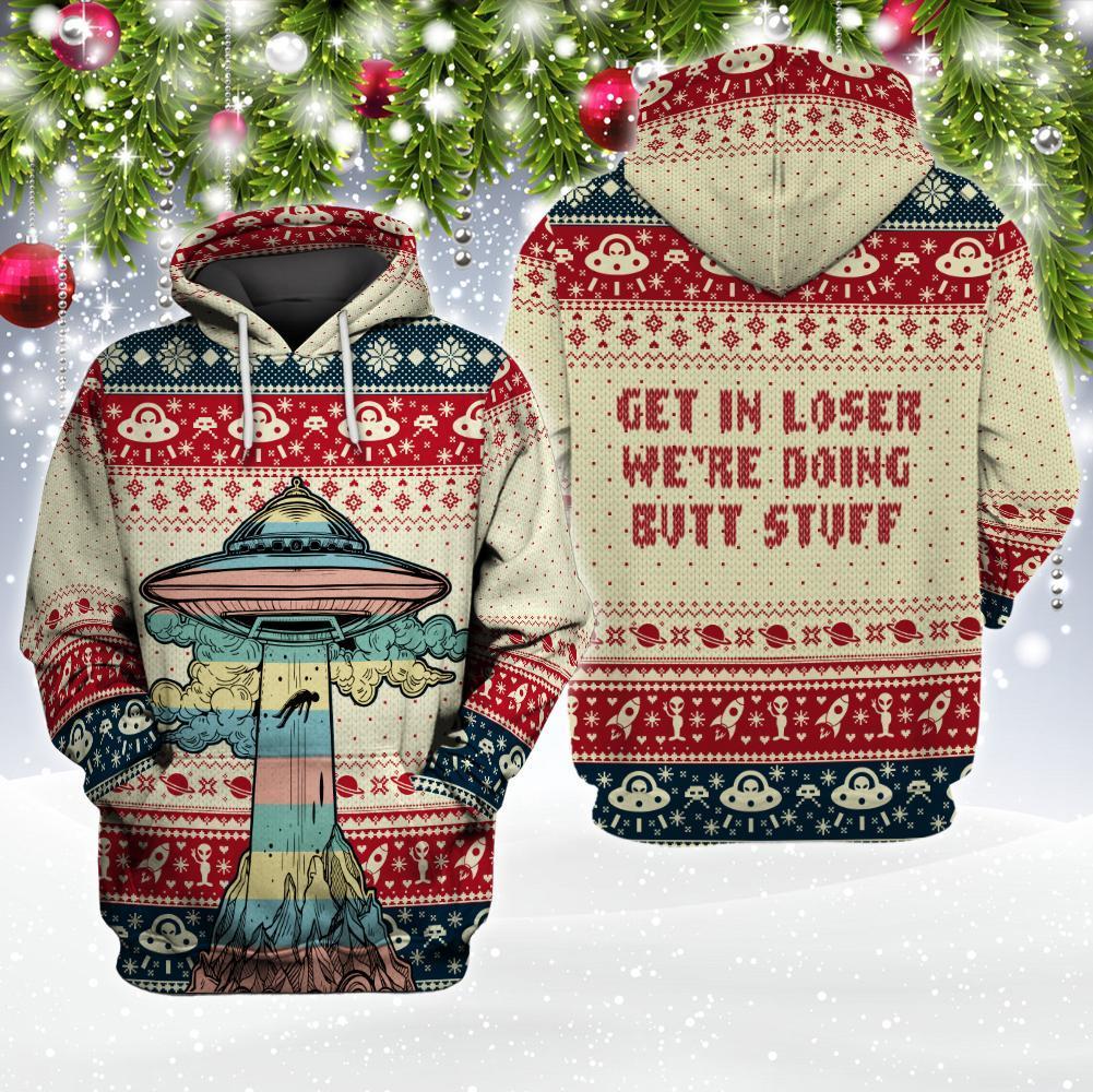 Gifury UFO Christmas Shirt UFO Abduction We're Doing Butt Stuffs Christmas T-shirt UFO Hoodie UFO Apparel 2023