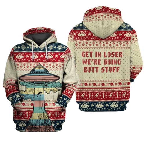 Gifury UFO Christmas Shirt UFO Abduction We're Doing Butt Stuffs Christmas T-shirt UFO Hoodie UFO Apparel 2025