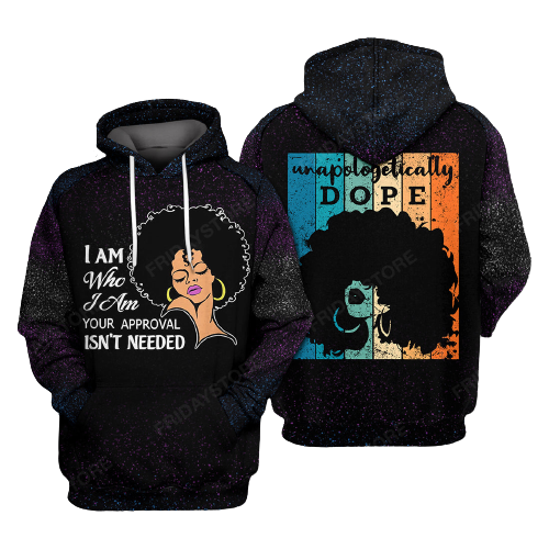 African American Black History T-shirt Black Queen Afro Unapologetically Dope T-shirt Hoodie Unisex Adult Full Print