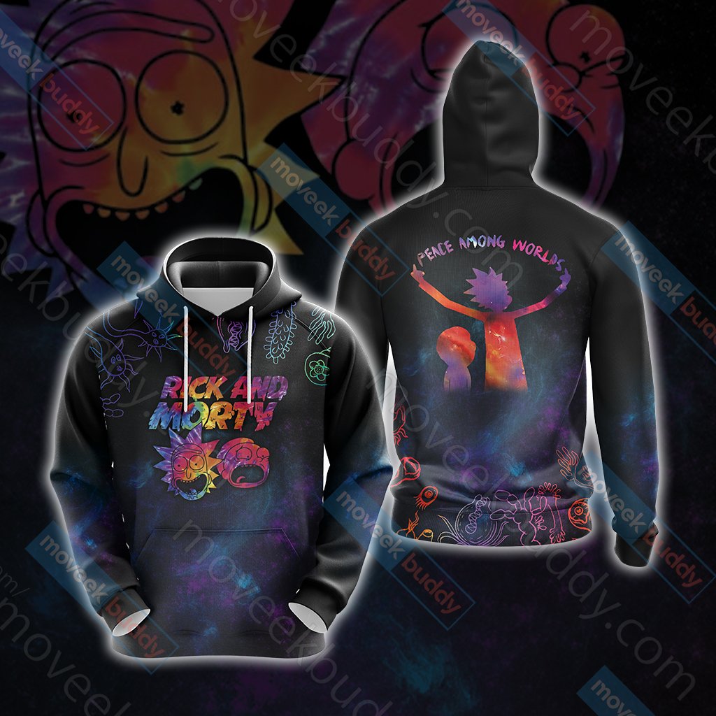 Rick And Morty Hoodie Rick And Morty Peace Amongs Worlds Black Hoodie Apparel