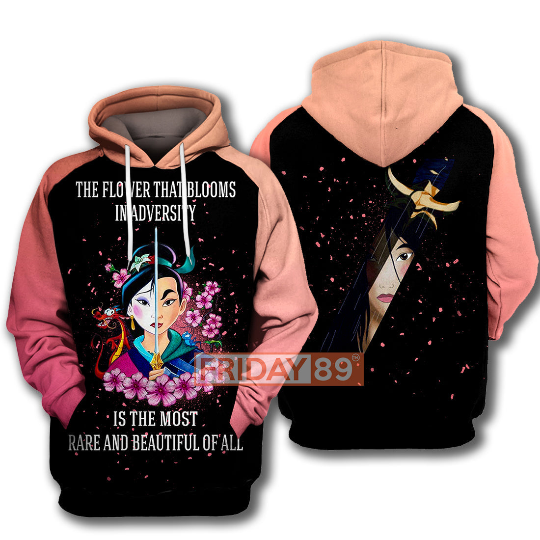 Mulan T-shirt Mulan DN Princess The Flower Blooms In Adversity Black Hoodie High Quality DN Hoodie Sweater Tank