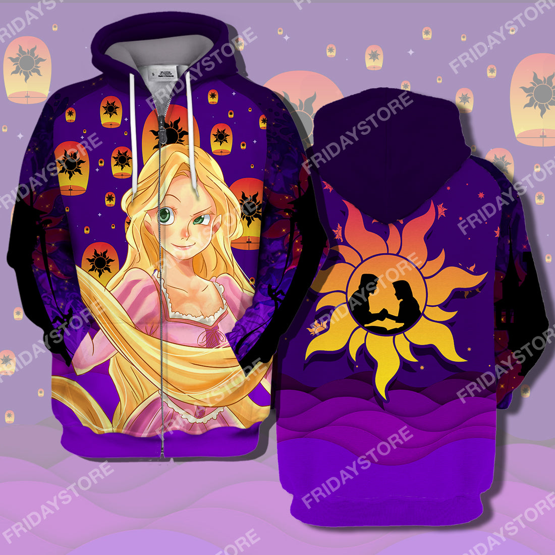 DN Rapunzel T-shirt Princess Tangled Rapunzel Couple Silhouette T-shirt DN Tangled Apparel DN Rapunzel Hoodie Sweater Tank