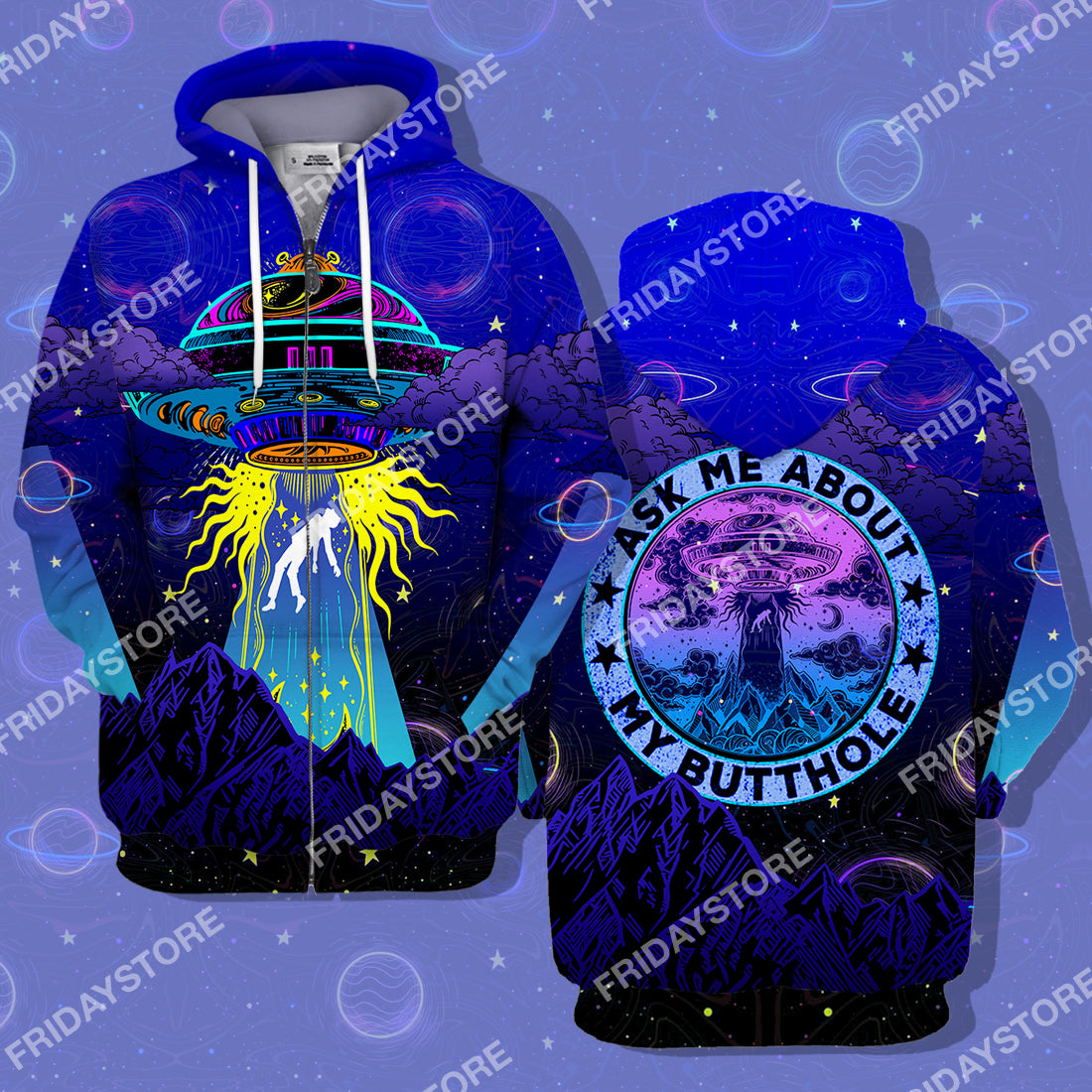 Alien T-shirt Ask Me About My Butthole Alien T-shirt Hoodie Adult Full Print