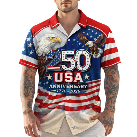 250th Anniversary Commemorative USA Shirt - Men's 1776-2026 Patriotic Independence Day Top