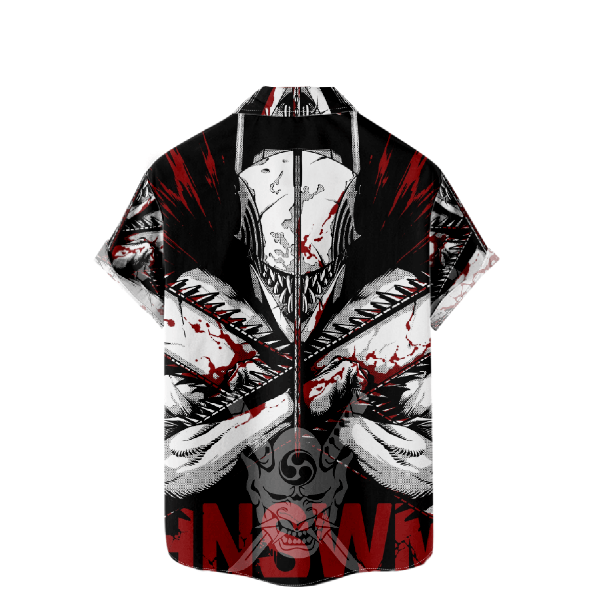 NoClaws Chainsaw Man Hawaii Shirt Chainsaw Man Transform Graphic Aloha Shirt Black Red Unisex