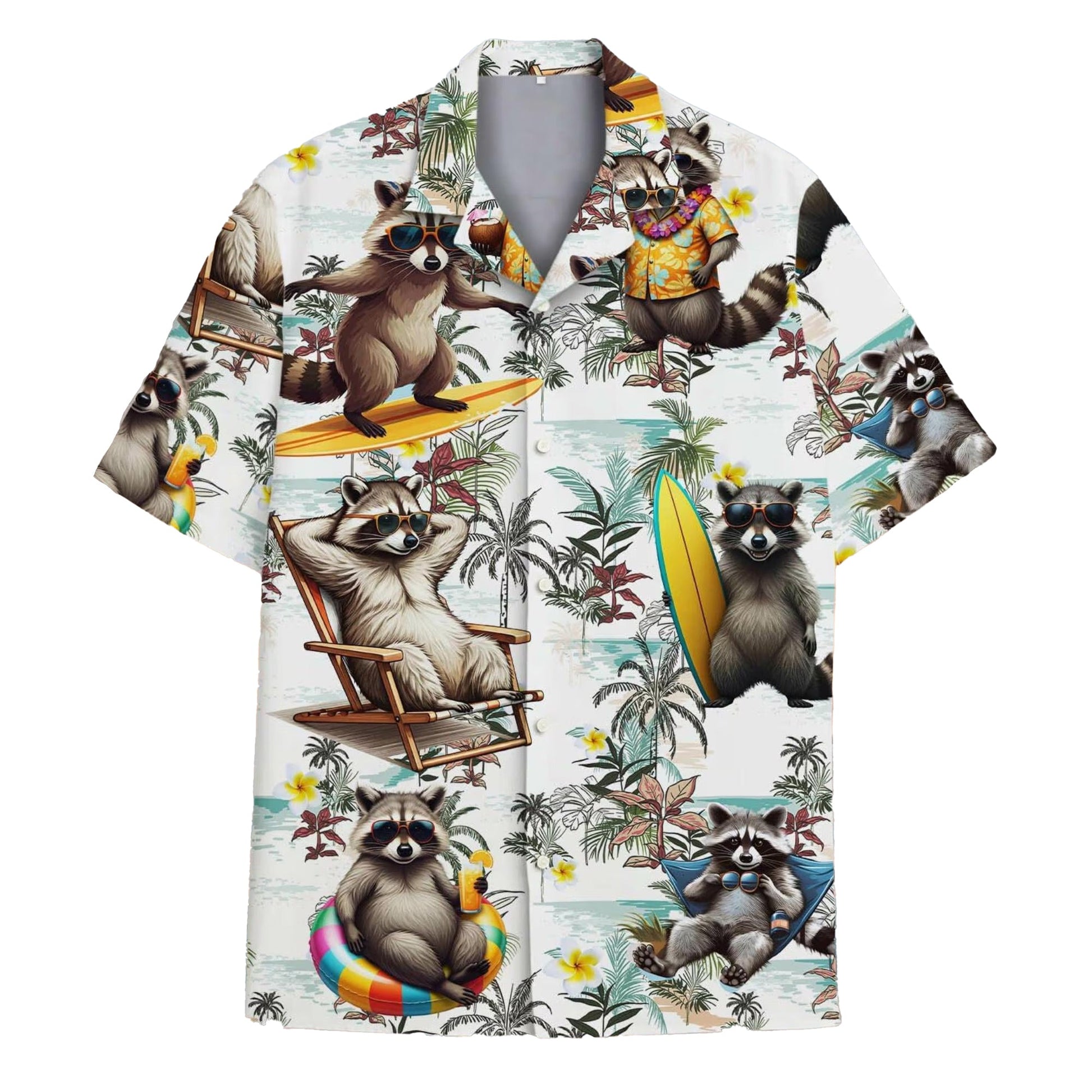 Funny Raccoon Hawaii Shirt, Surfing Raccoon Aloha Shirt