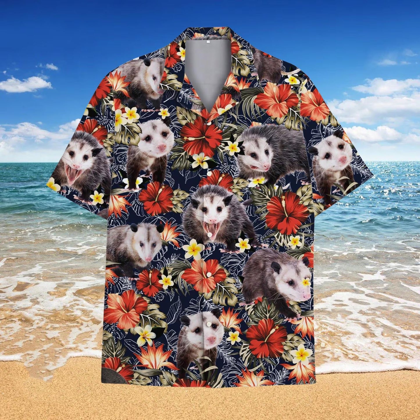 Funny Opossum Hawaiian Shirt, Cute Possum Tropical Aloha Shirt