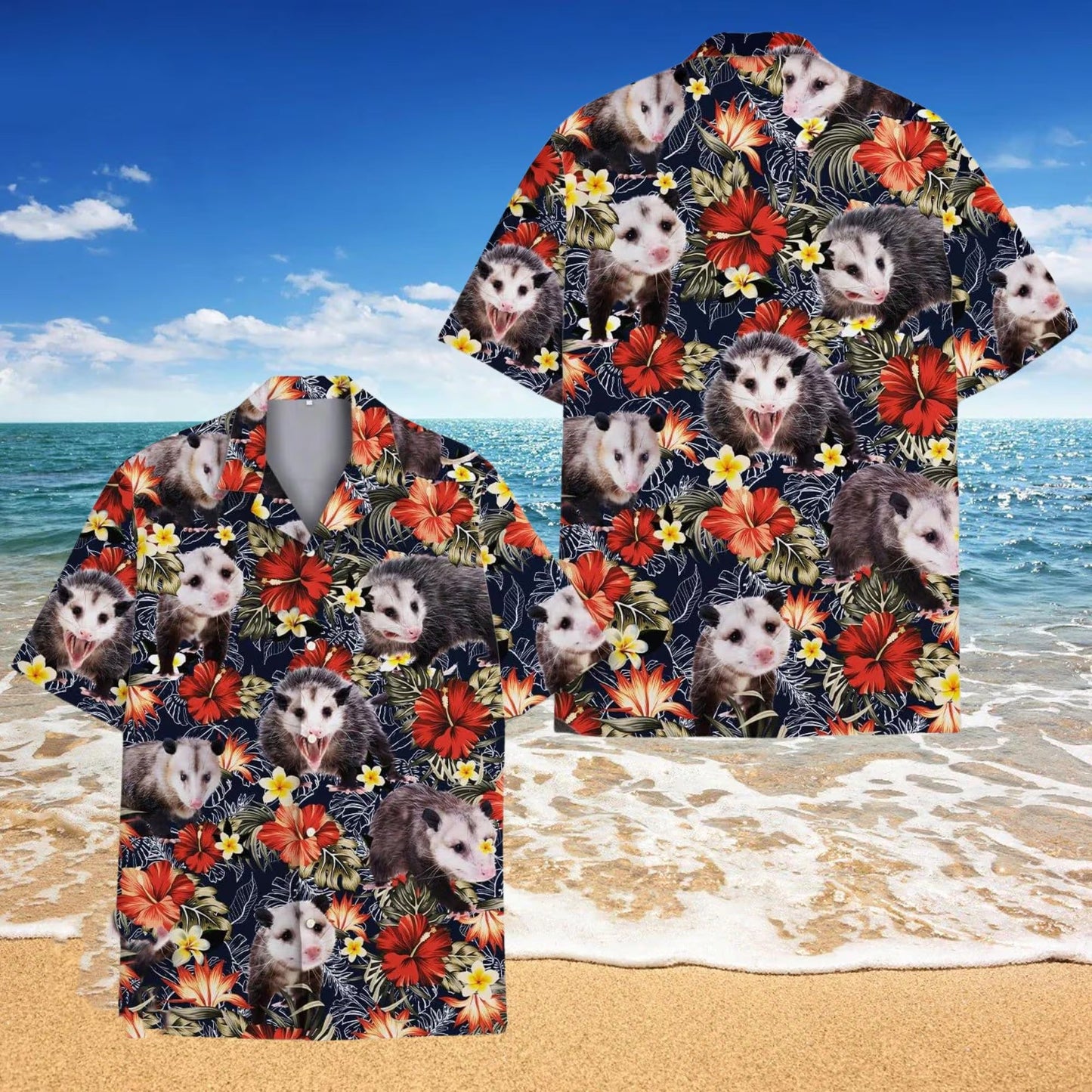 Funny Opossum Hawaiian Shirt, Cute Possum Tropical Aloha Shirt