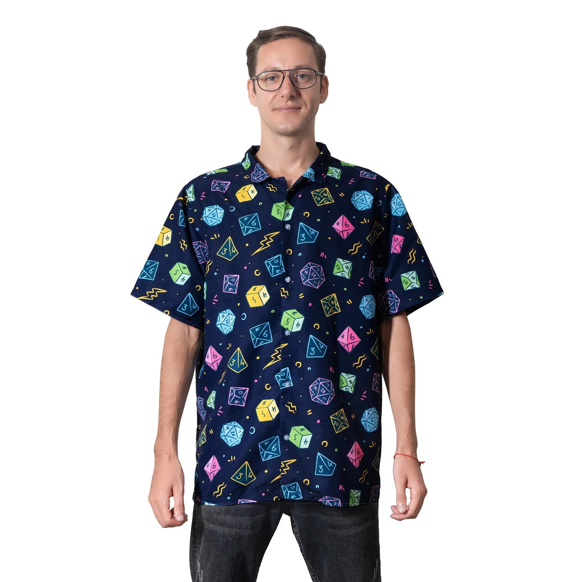 Colorful Dice Hawaiian Shirt, Fantasy RPG Gamer Aloha Shirt