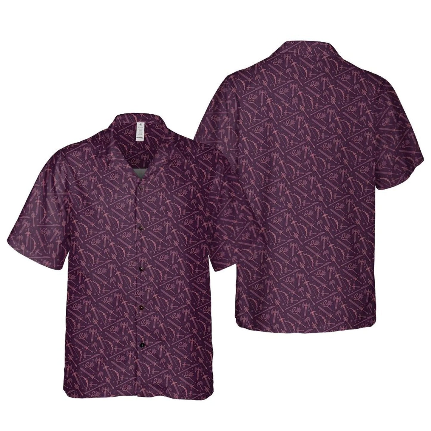 Fantasy Weapon Hawaiian Shirt, Medieval RPG Aloha Shirt for Gamers