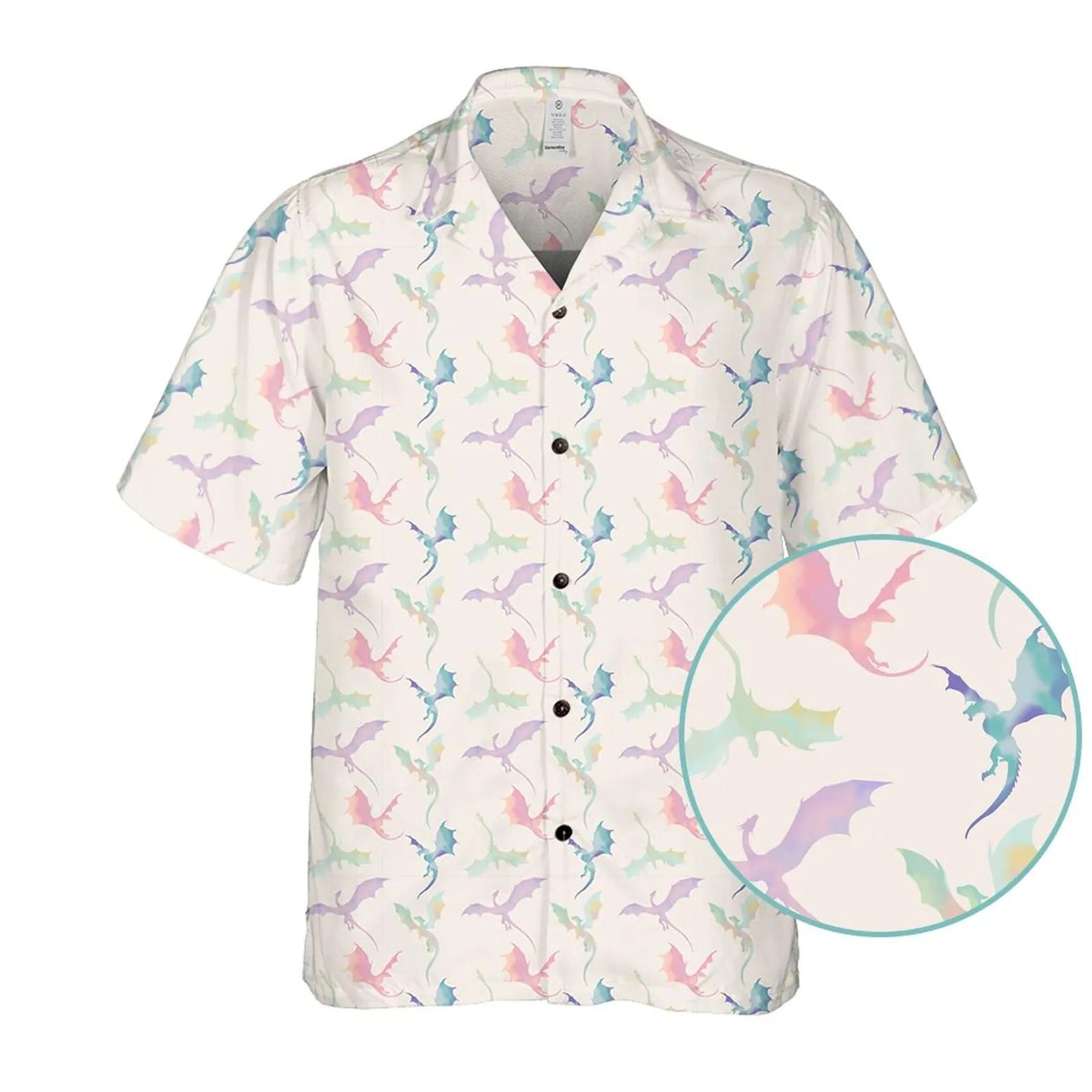Pastel Dragon Hawaiian Shirt, Cute Fantasy Aloha Shirt for Summer